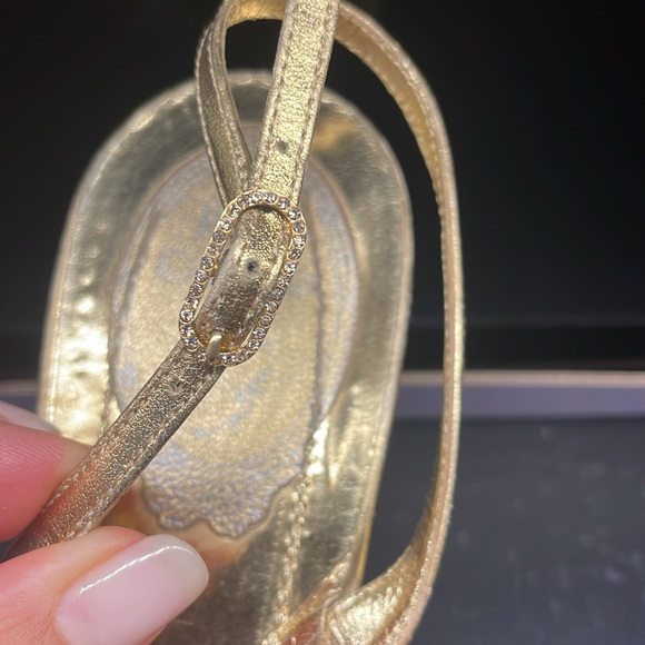 Rene Coavilla bronze beaded/sequence slingback with bronze leather strap - Picture 4 of 8